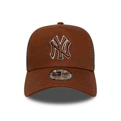 Casquette Trucker A-Frame 9FORTY MLB Outline New York Yankees marron profond-crème NEW ERA