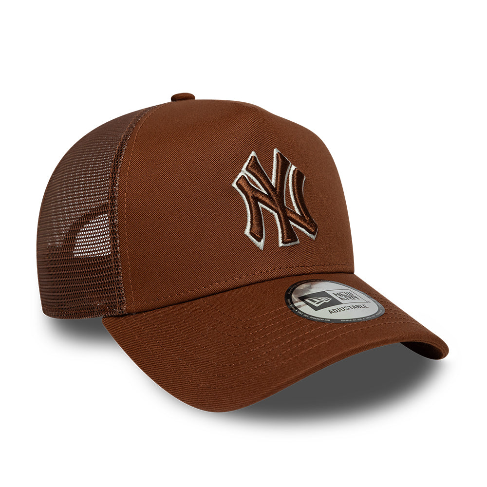 Casquette Trucker A-Frame 9FORTY MLB Outline New York Yankees marron profond-crème NEW ERA