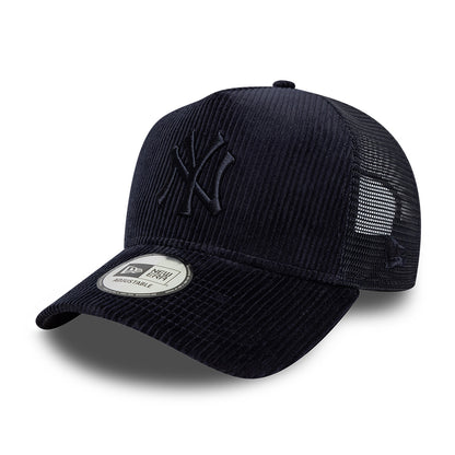 Casquette Trucker A-Frame 9FORTY MLB Tonal Cord New York Yankees bleu marine sur bleu marine NEW ERA