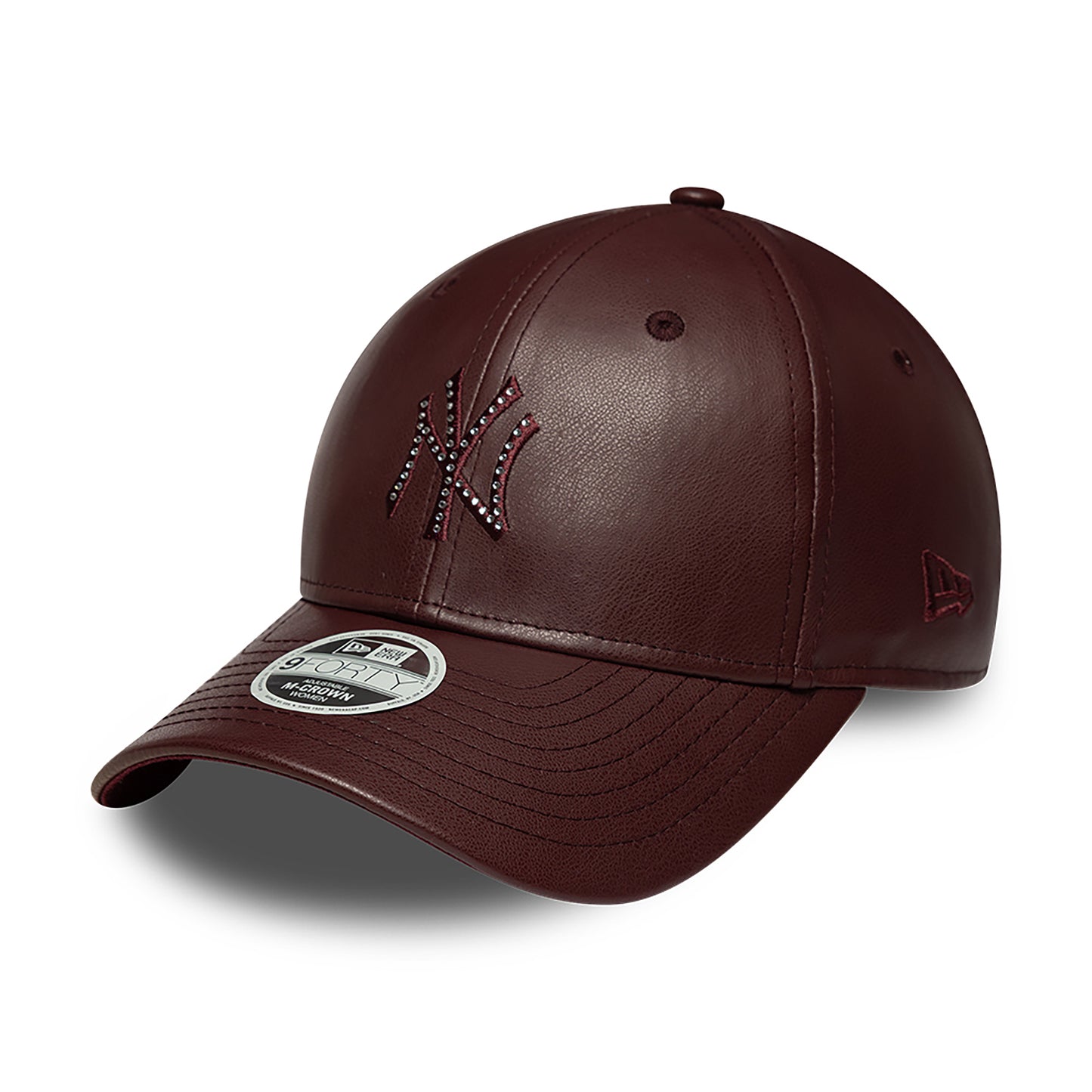 Casquette Femme 9FORTY M-Crown MLB Diamante PU New York Yankees bordeaux NEW ERA