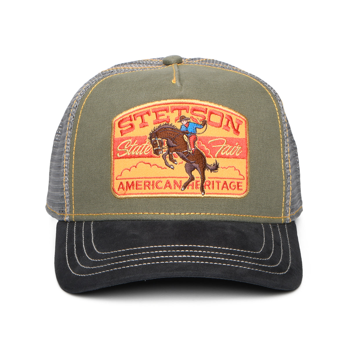 Casquette Trucker State Fair olive-gris STETSON
