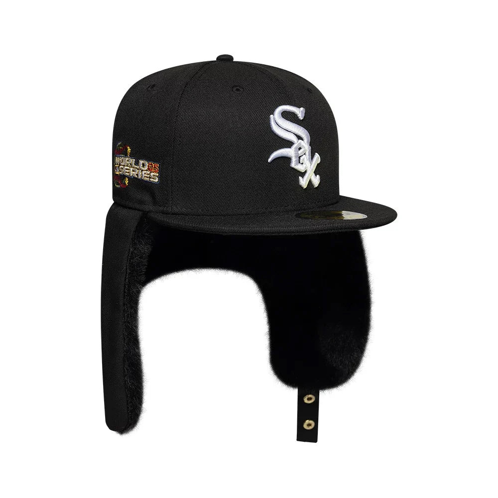 Casquette 59FIFTY MLB World Series Dogear Avec Protège-Oreilles Chicago White Sox noir-blanc NEW ERA