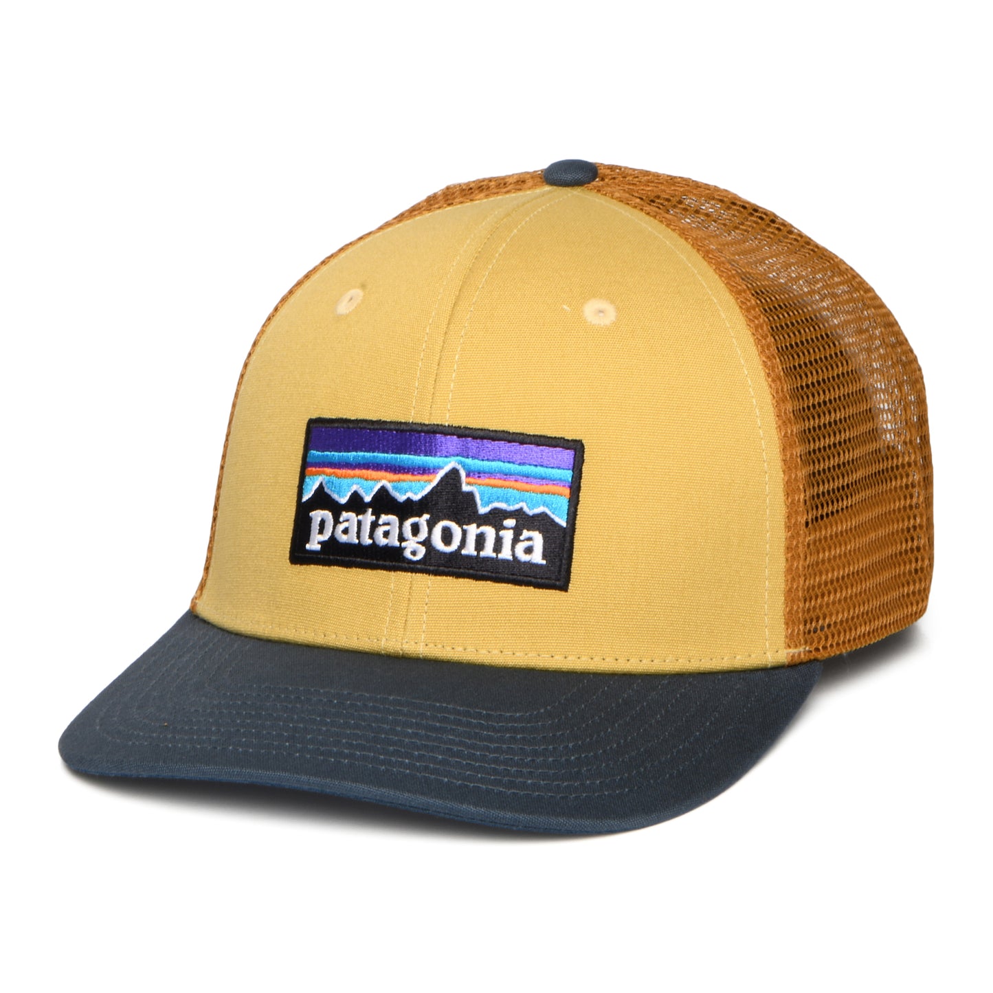 Casquette Trucker en Coton Bio P-6 Logo beige sable-bleu ardoise PATAGONIA