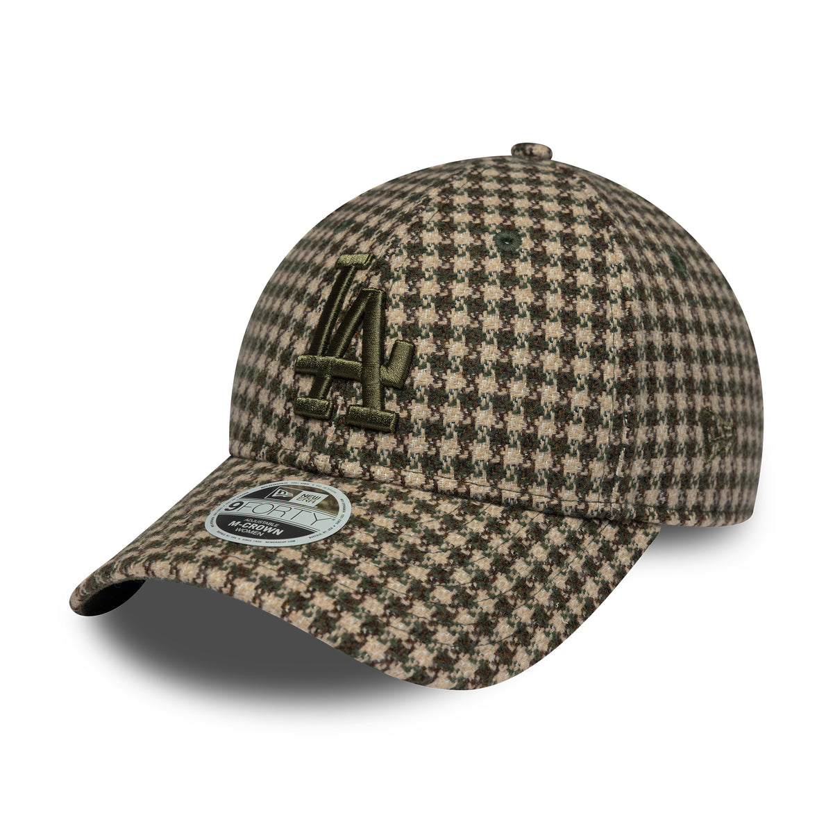Casquette Femme 9FORTY M-Crown MLB Houndstooth L.A. Dodgers camel-olive NEW ERA