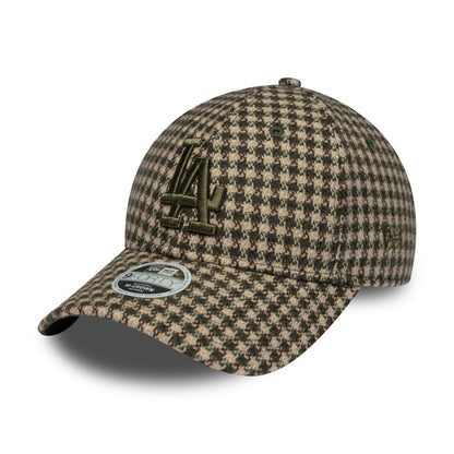 Casquette Femme 9FORTY M-Crown MLB Houndstooth L.A. Dodgers camel-olive NEW ERA