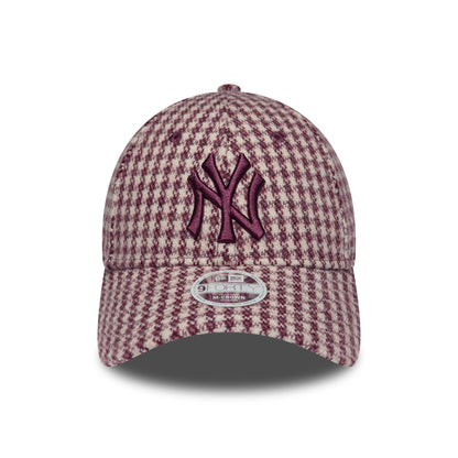 Casquette Femme 9FORTY M-Crown MLB Houndstooth New York Yankees crème-bordeaux NEW ERA