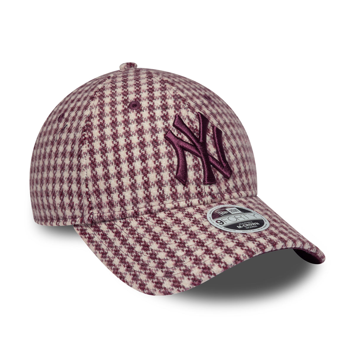 Casquette Femme 9FORTY M-Crown MLB Houndstooth New York Yankees crème-bordeaux NEW ERA