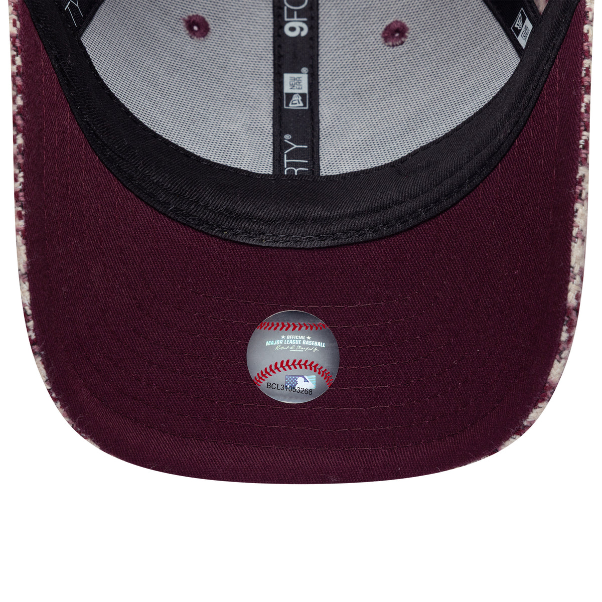 Casquette Femme 9FORTY M-Crown MLB Houndstooth New York Yankees crème-bordeaux NEW ERA