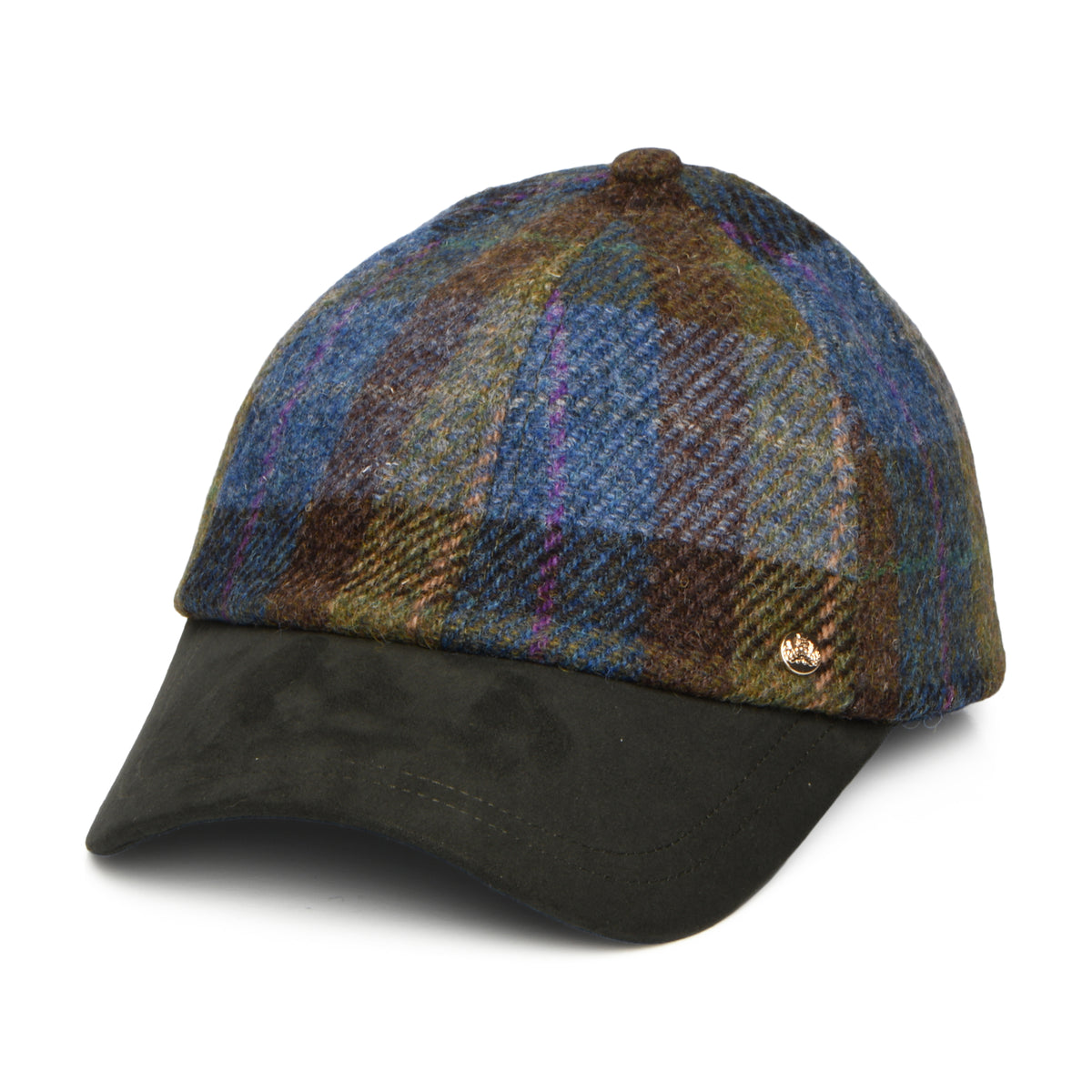 Casquette en HARRIS TWEED mousse-bleu FAILSWORTH