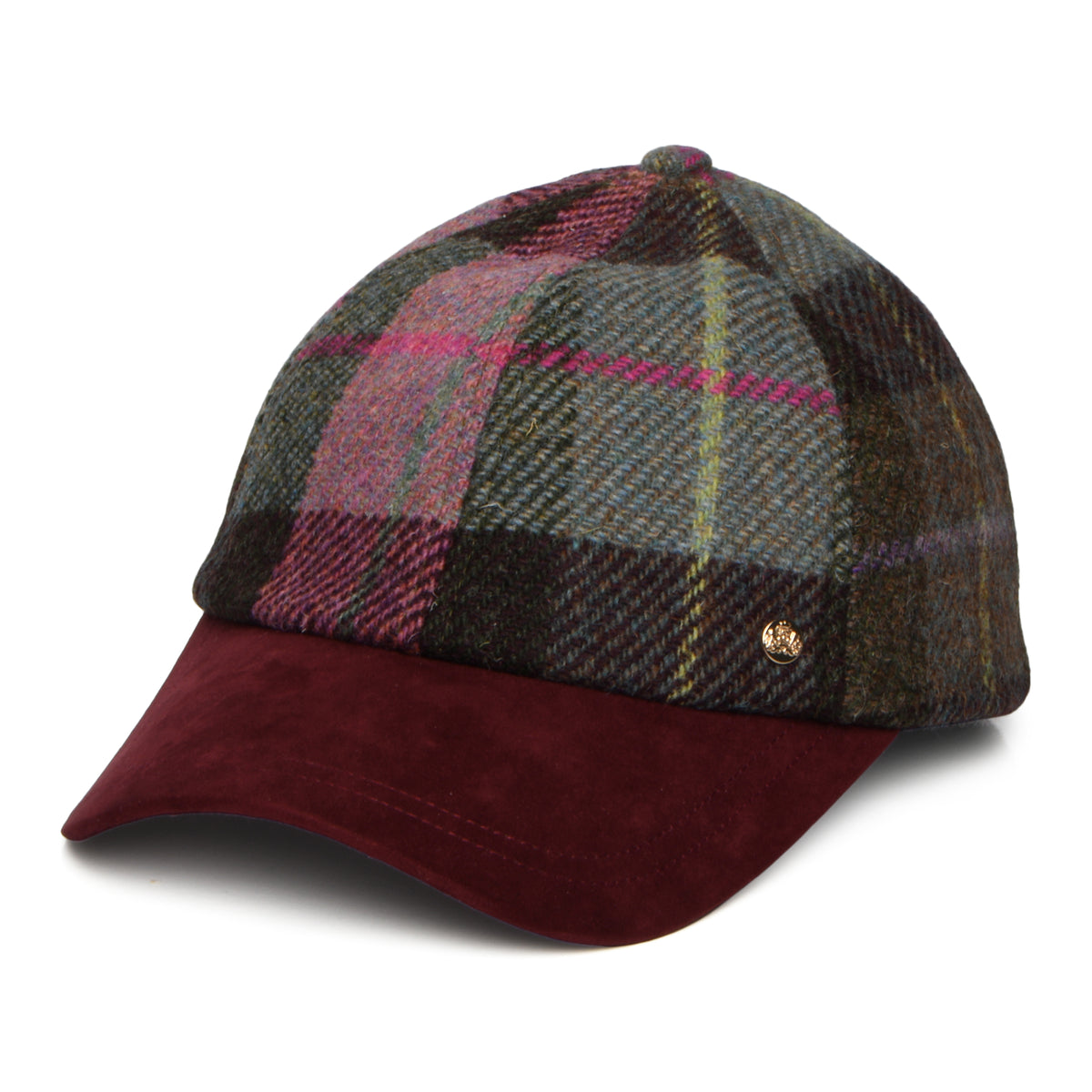 Casquette en HARRIS TWEED bordeaux-mousse FAILSWORTH