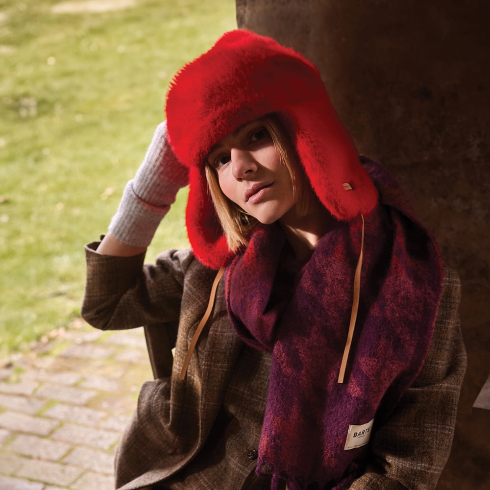 Chapka en Fausse Fourrure Lucerne Bomber rouge BARTS