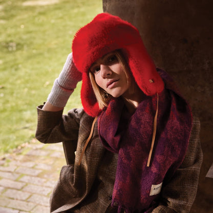 Chapka en Fausse Fourrure Lucerne Bomber rouge BARTS