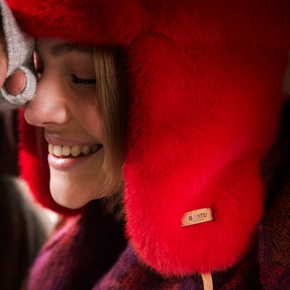 Chapka en Fausse Fourrure Lucerne Bomber rouge BARTS