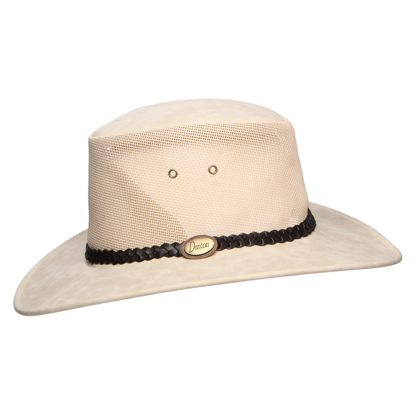 Chapeau Australien Ventilé en Simili-Cuir Voyageur beige DENTON