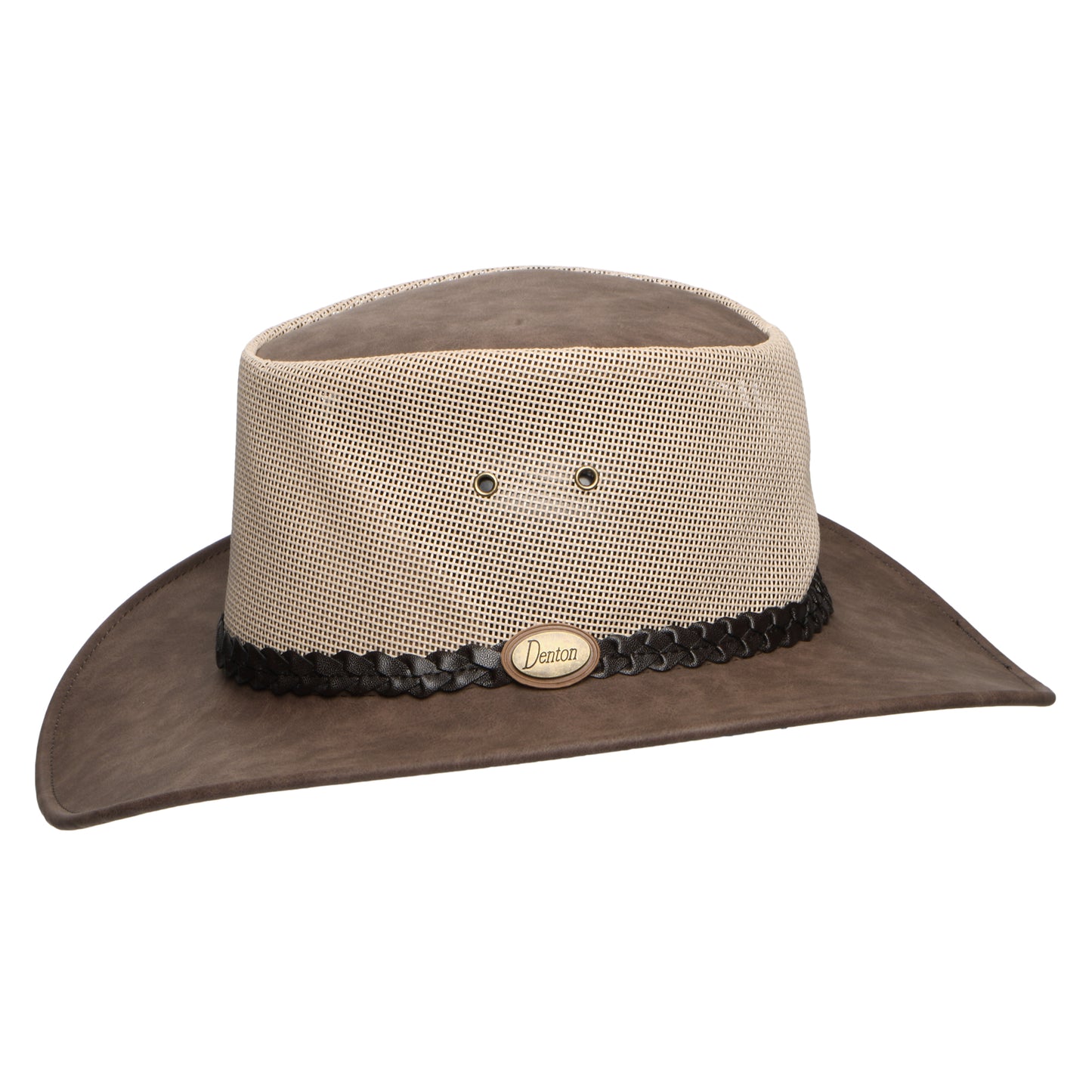 Chapeau Australien Ventilé en Simili-Cuir Voyageur marron DENTON