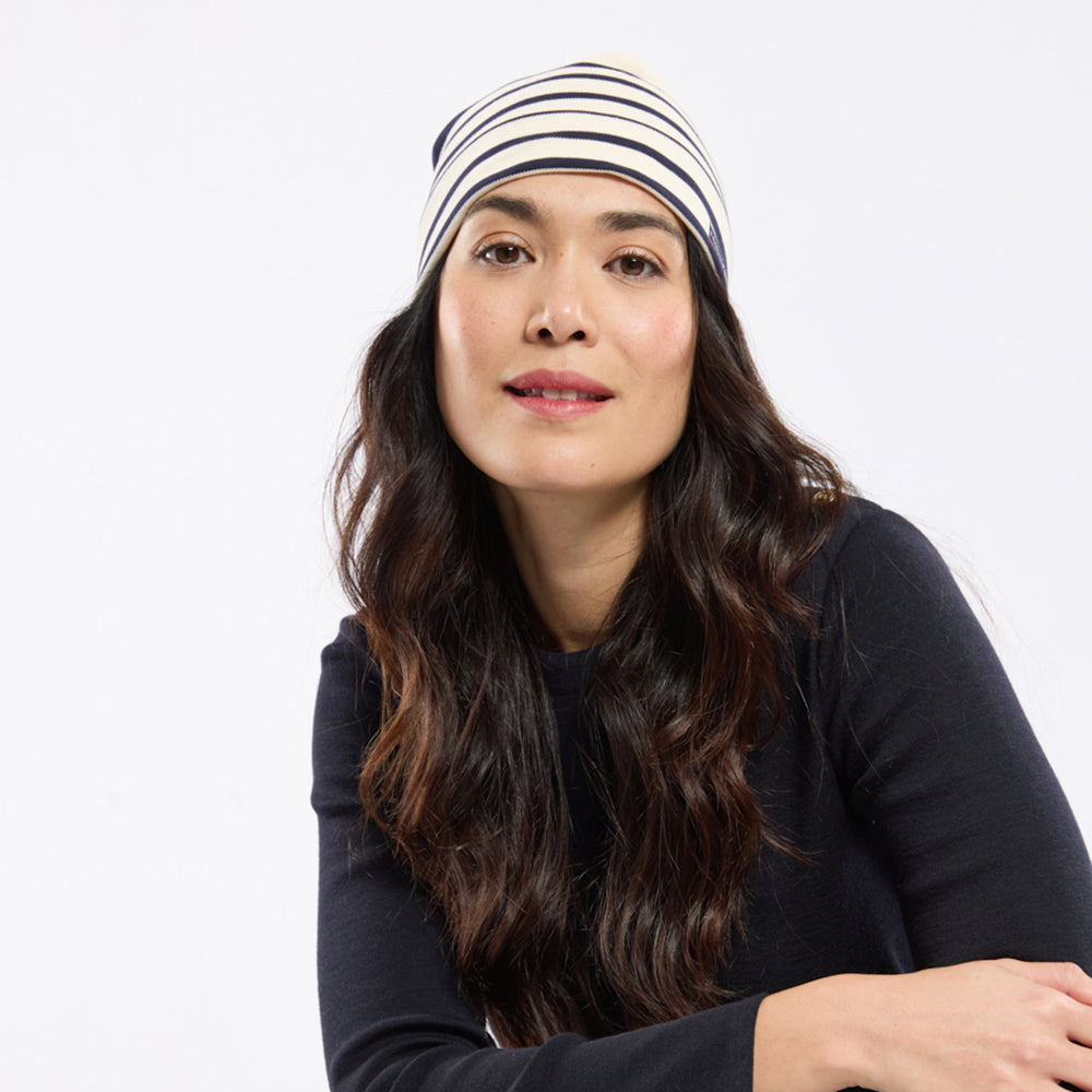 Bonnet en Coton Interlock à Rayures Treguier naturel-bleu marine ARMOR LUX