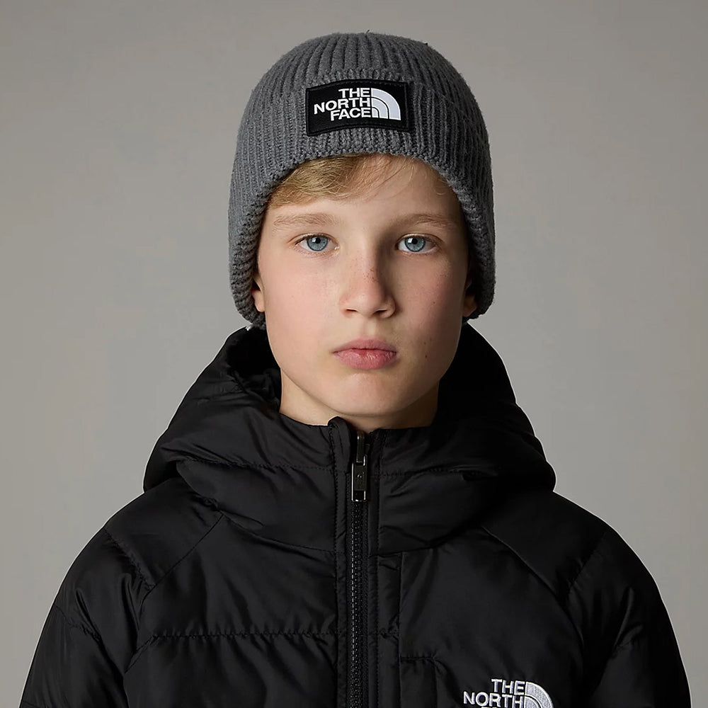 Bonnet Enfant Recyclé à Revers TNF Box Logo gris moyen THE NORTH FACE