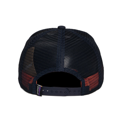 Casquette Trucker Enfant en Coton Bio Ridge Rise Stripe blanc-corail-bleu marine PATAGONIA