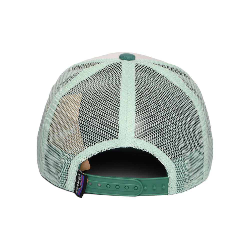 Casquette Trucker Enfant en Coton Bio Ridge Rise Stripe blanc-vert aqua PATAGONIA