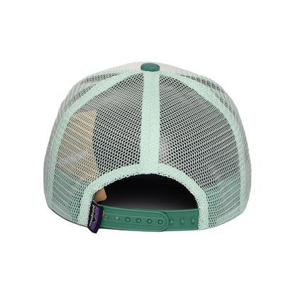 Casquette Trucker Enfant en Coton Bio Ridge Rise Stripe blanc-vert aqua PATAGONIA