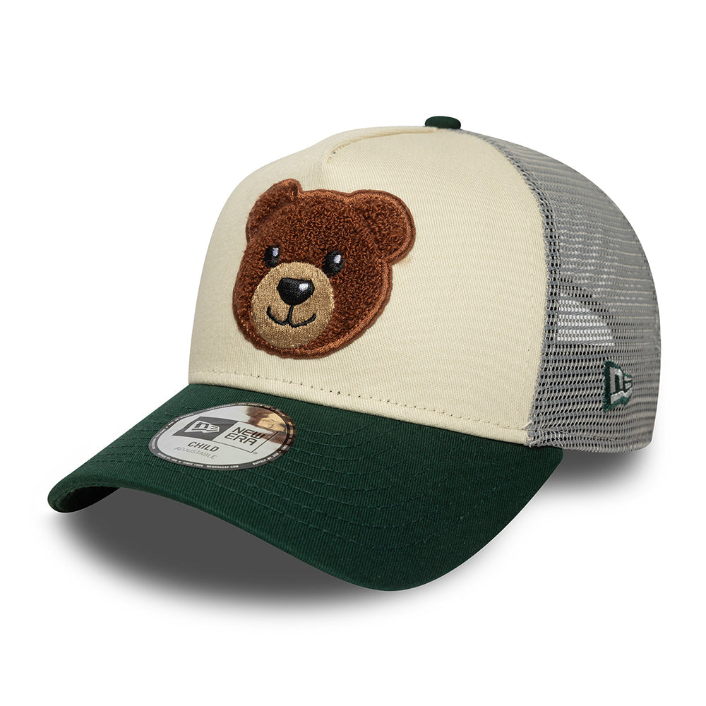 Casquette Trucker Enfant A-Frame Boucle Bear crème-vert foncé NEW ERA