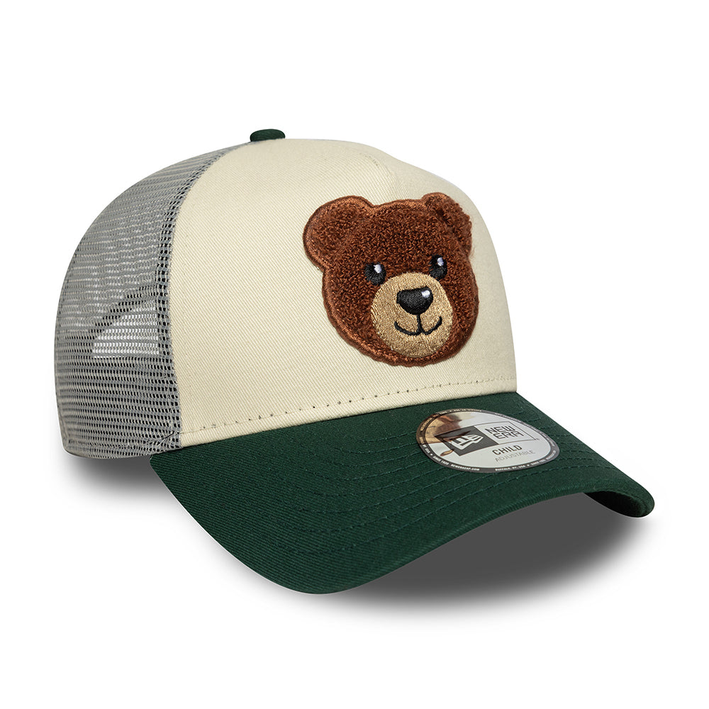 Casquette Trucker Enfant A-Frame Boucle Bear crème-vert foncé NEW ERA