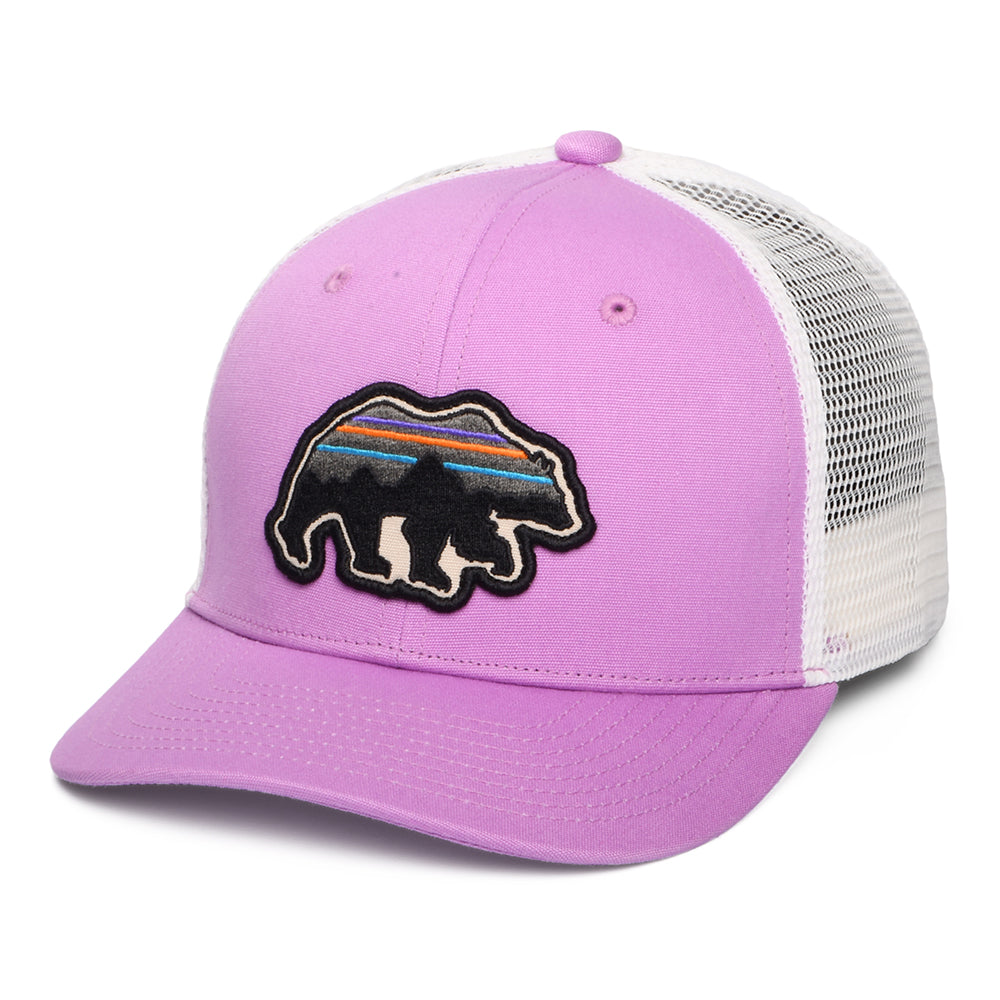 Casquette Trucker Enfant en Coton Bio Back for Good Bear violet-blanc PATAGONIA