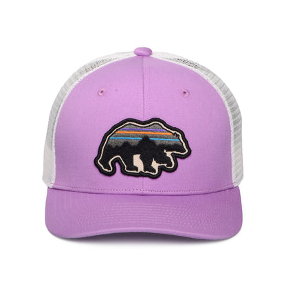 Casquette Trucker Enfant en Coton Bio Back for Good Bear violet-blanc PATAGONIA