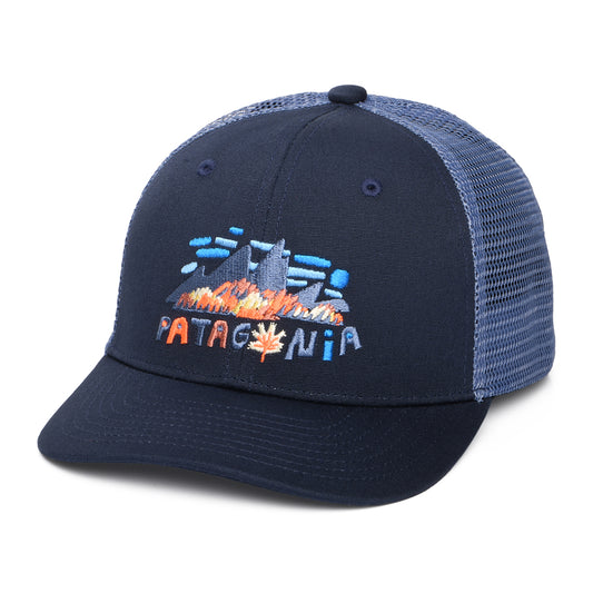 Casquette Trucker Enfant en Coton Bio Fitz Roy Foliage bleu marine PATAGONIA