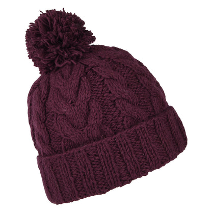 Bonnet à Pompon à Torsades à Revers groseille KUSAN