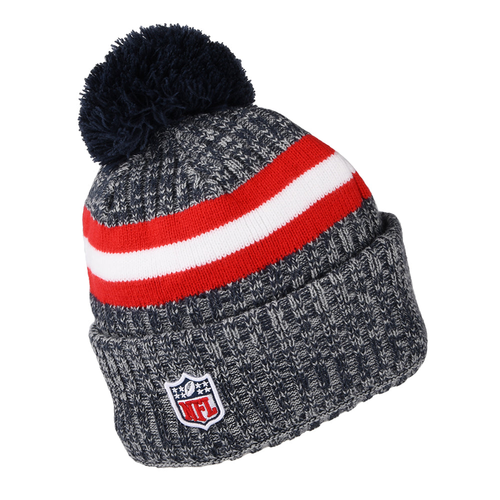 Bonnet à Pompon NFL Sideline Sport Knit New England Patriots bleu-rouge NEW ERA