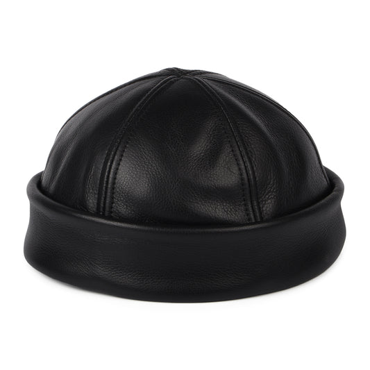 Bonnet Miki Breton en Cuir noir NEW YORK HAT COMPANY