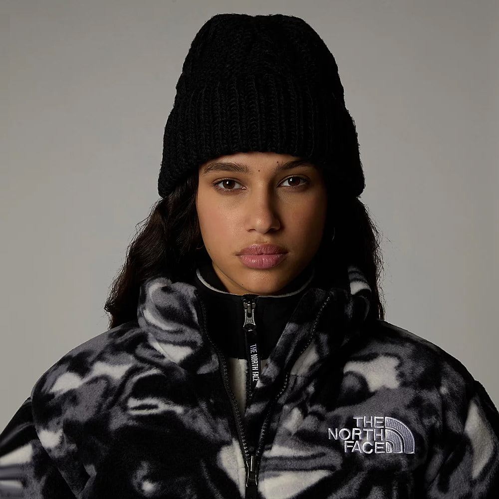 Bonnet Femme à Revers et à Torsades Oh Mega noir THE NORTH FACE