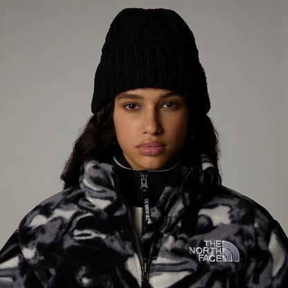 Bonnet Femme à Revers et à Torsades Oh Mega noir THE NORTH FACE