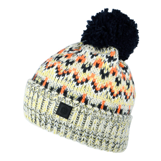 Bonnet à Pompon Fair Isle Arctic gris clair-bleu marine-orange FAILSWORTH