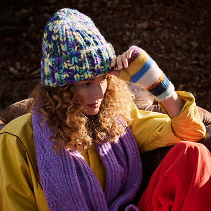 Bonnet Maille Teinte Par Sections Recyclé Miterra violette-citron vert BARTS