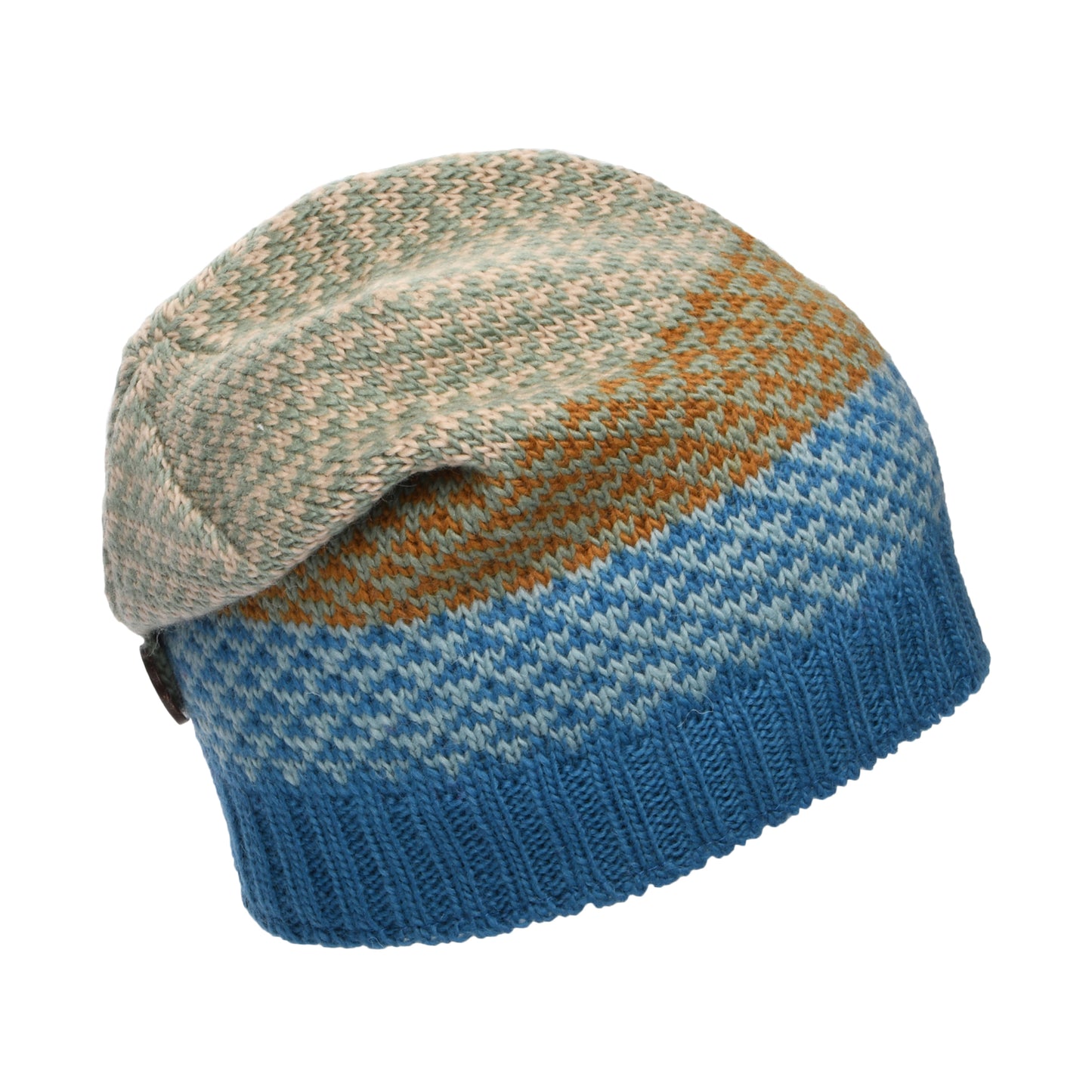 Bonnet Boutonné Jacquard bleu-crème KUSAN