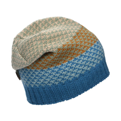 Bonnet Boutonné Jacquard bleu-crème KUSAN