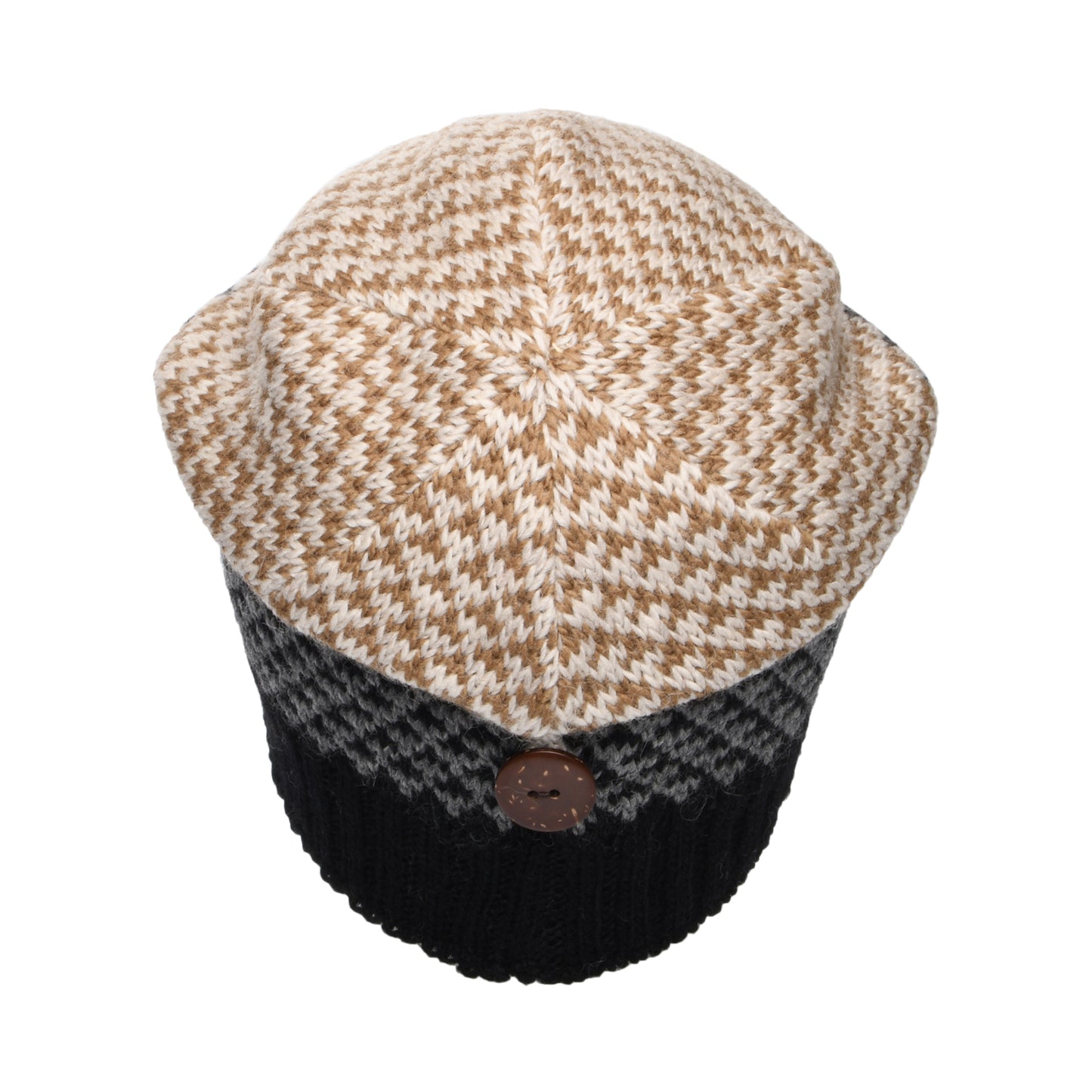 Bonnet Boutonné Jacquard noir-crème KUSAN