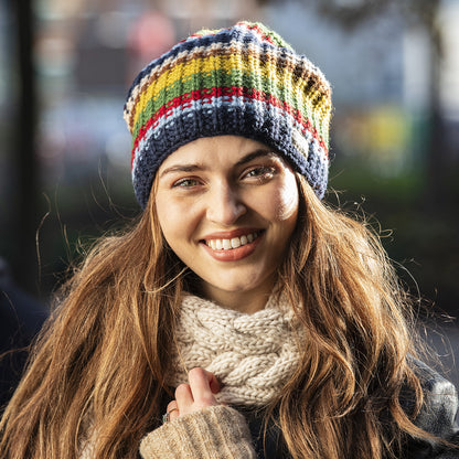 Bonnet Long Cardi bleu-jaune KUSAN
