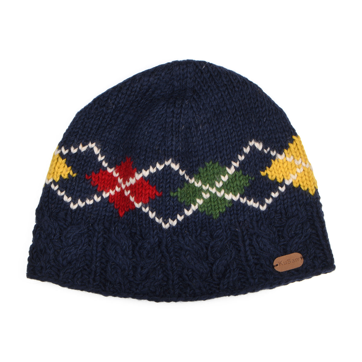 Bonnet à Torsades Losange bleu marine KUSAN