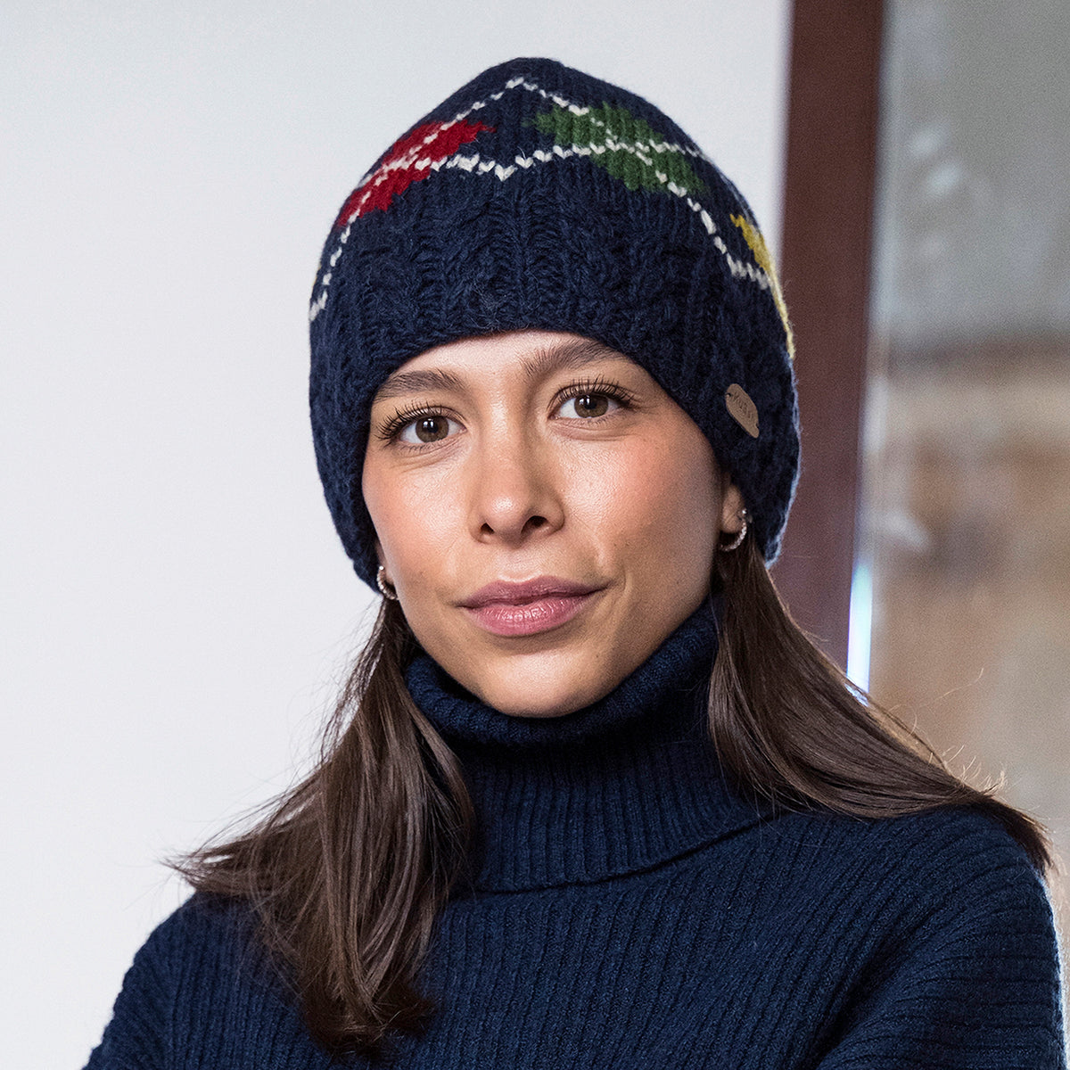Bonnet à Torsades Losange bleu marine KUSAN