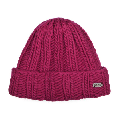 Bonnet à Revers Grosses Côtes magenta KUSAN