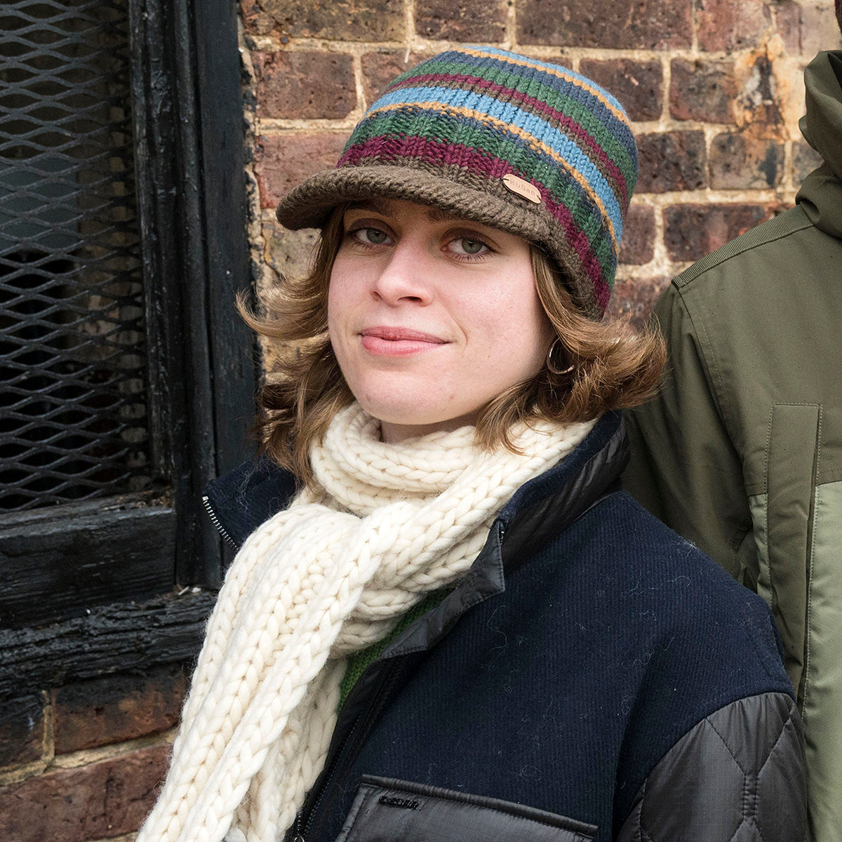 Bonnet à Visière à Rayures Brooklyn marron-vert KUSAN