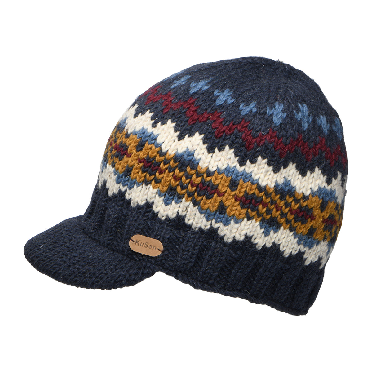 Bonnet à Visière Fair Isle Brooklyn bleu marine-multi KUSAN