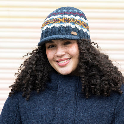 Bonnet à Visière Fair Isle Brooklyn bleu marine-multi KUSAN