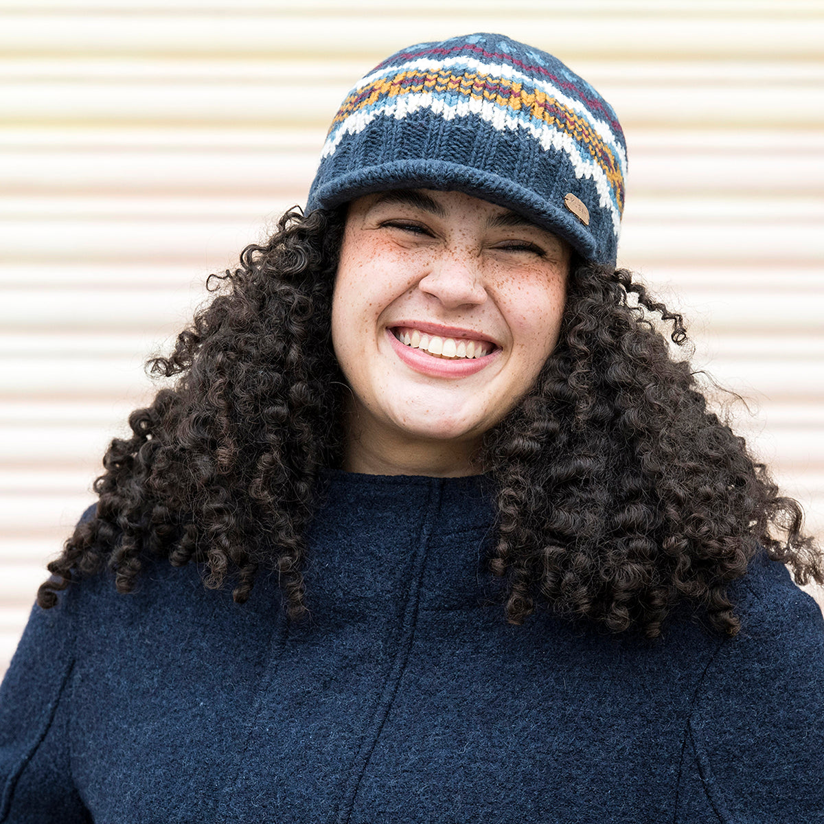 Bonnet à Visière Fair Isle Brooklyn bleu marine-multi KUSAN