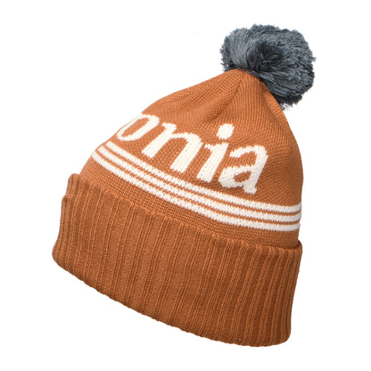 Bonnet à Pompon Hut Tripper Logo Powder Town beige sable-bleu ardoise PATAGONIA