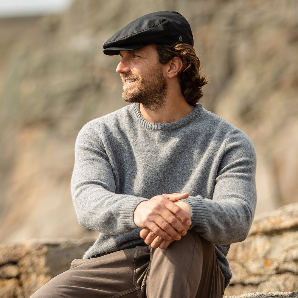 Casquette Plate en Toile Cirée noir JAXON & JAMES - VENTE EN GROS