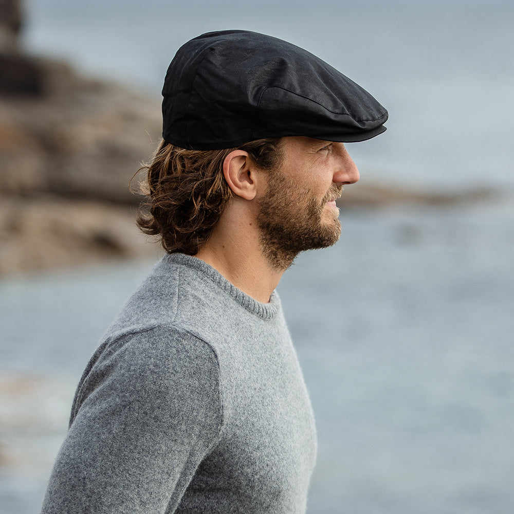 Casquette Plate en Toile Cirée noir JAXON & JAMES - VENTE EN GROS